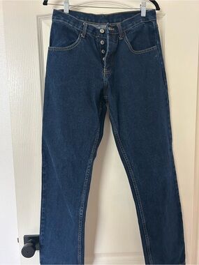 Dark Blue Women's High-Rise Button-Fly Jeans